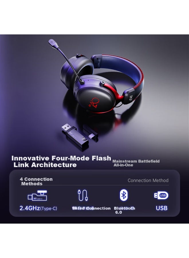 Ikf V11 Pro7.1 Four-mode Wireless Gaming Headset Headset-style E-sports 7.1 Surround Sound Gaming Unfearful Contract Fps Sound Positioning Deep Space Black - Image 2
