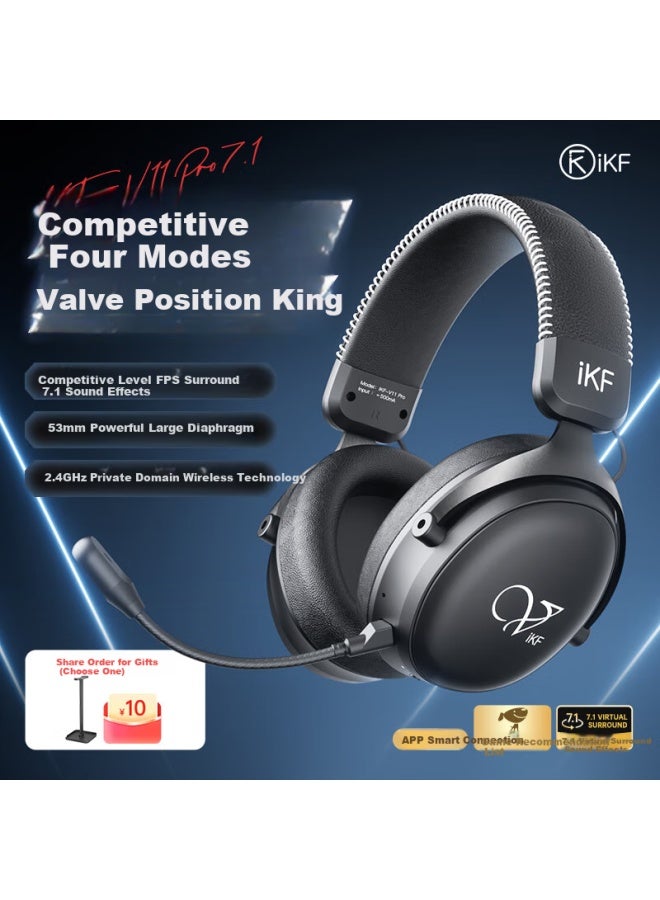 Ikf V11 Pro7.1 Four-mode Wireless Gaming Headset Headset-style E-sports 7.1 Surround Sound Gaming Unfearful Contract Fps Sound Positioning Deep Space Black - Image 1