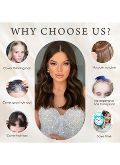 NAYOO Hair Toppers For Women With Thining Hair 16Inch Wavy Brown Hair Toppers Hairpieces For Women Synthetic Clip In Hair Topper Women'S Wiglets Add Hair Volume(Dark Brown Mix Light Brown)  - Image 3