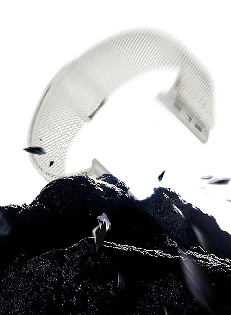 Magnetic Clasp Band for Apple Watch 49mm 45mm 44mm 42mm (Series 1-3), Nylon Elastic Stretchy Strap Compatible with iWatch Series Ultra 10-1 - Light Beige - Image 2