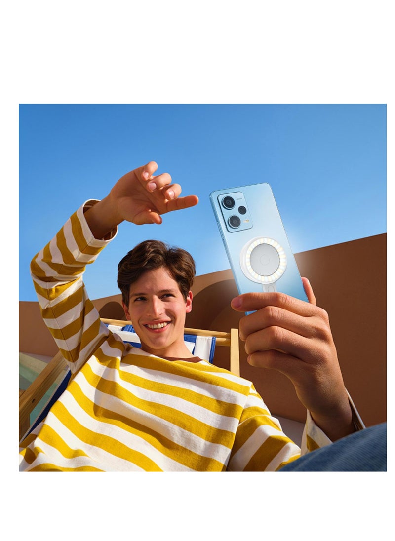 Excefore - حلقة إضاءة LED لصور السيلفي، حلقة إضاءة مغناطيسية محمولة للهاتف، تصميم منزلق، إضاءة تعبئة، إضاءة مكياج مغناطيسية صغيرة قابلة للطي، إضاءة حلقية احترافية 180 درجة لصور السيلفي، أبيض - Image 1