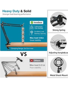 حامل ميكروفون، حامل ميكروفون قابل للتعديل مكتب تعليق مقص ذراع ميكروفون بوم للميكروفونات للبث الاحترافي، والتسجيل الصوتي، والألعاب - pzsku/ZA23985FF106EFAB0D4AEZ/45/_/1726560067/7c5cc8bf-9364-40a5-8039-31faa09c43f7