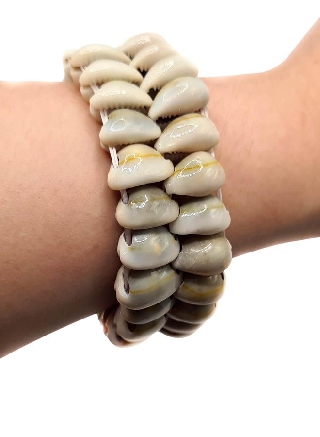 Swimmi Natural Cowrie Shell Bracelet, Handmade Beach Surfing Cuff Cowrie Shell Stretch Bracelet Women Jewelry AA052 - Image 2