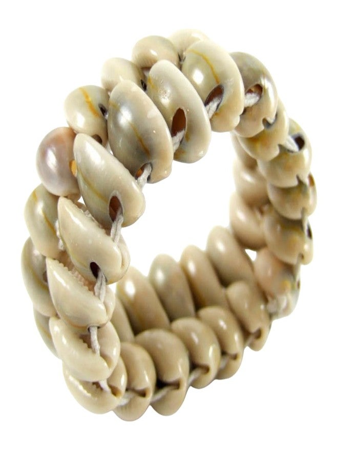 Swimmi Natural Cowrie Shell Bracelet, Handmade Beach Surfing Cuff Cowrie Shell Stretch Bracelet Women Jewelry AA052 - Image 3