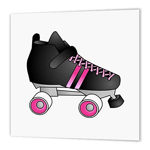 3DROSE 3dRose ht_35463_1 Skating Gifts Black and Pink Roller Skate Iron on Heat Transfer for White Material, 8 by 8-Inch  - Image 1