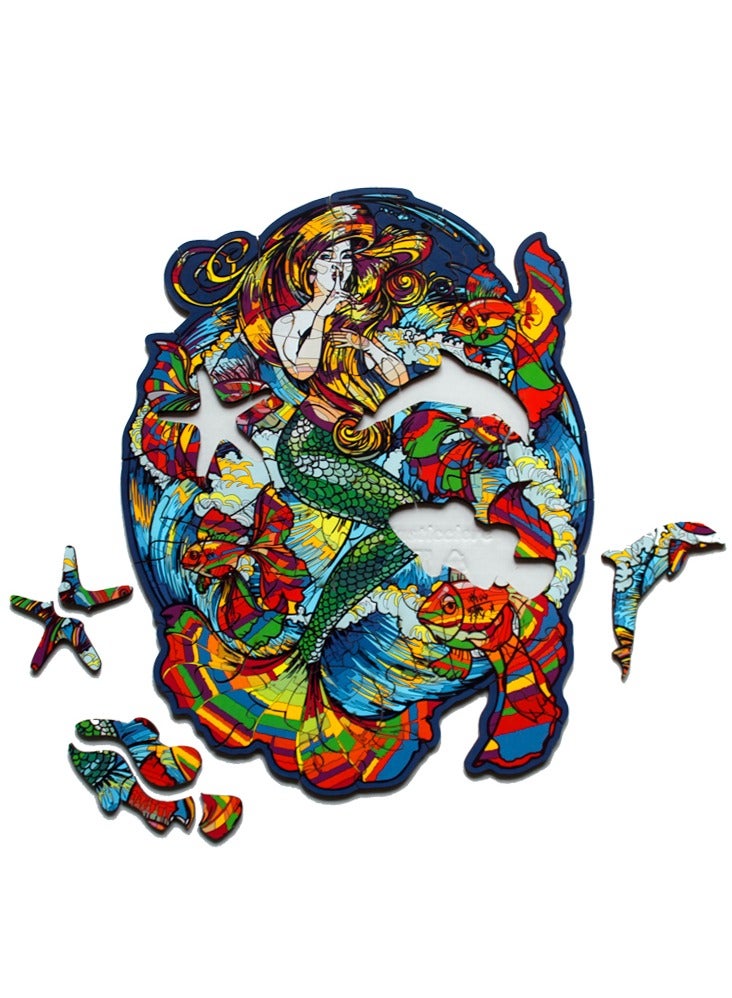 FOFA Wooden Toy Puzzle Colourful Mermaid designed for older children and adults - Image 2