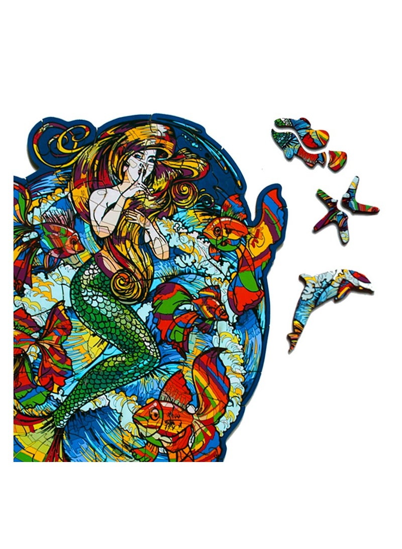 FOFA Wooden Toy Puzzle Colourful Mermaid designed for older children and adults - Image 4