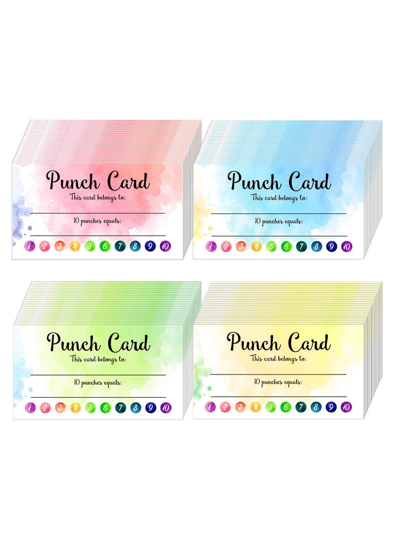 Excefore - 200 Pieces Punch Cards Incentive Student Reward Card Student Awards Loyalty Cards for Business Classroom Kids Behavior Students Teachers 3.5  2 Inch 4 Styles - Image 1