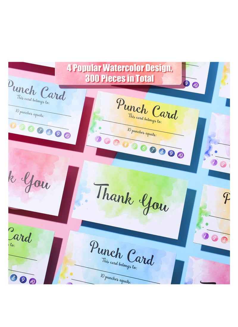 Excefore - 200 Pieces Punch Cards Incentive Student Reward Card Student Awards Loyalty Cards for Business Classroom Kids Behavior Students Teachers 3.5  2 Inch 4 Styles - Image 1