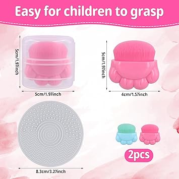 NQEUEPN 2pcs Sunscreen Applicator Solar Sunblock Buddy Brush with Protective Case Portable Sun Lotion Applicator Soft Bristle Foundation Sun Cream Brush Set with Brush Cleaning Pad for Kids Children Travel - Image 2