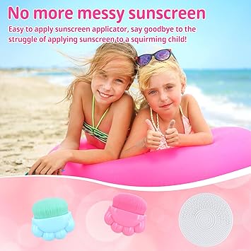 NQEUEPN 2pcs Sunscreen Applicator Solar Sunblock Buddy Brush with Protective Case Portable Sun Lotion Applicator Soft Bristle Foundation Sun Cream Brush Set with Brush Cleaning Pad for Kids Children Travel - Image 3