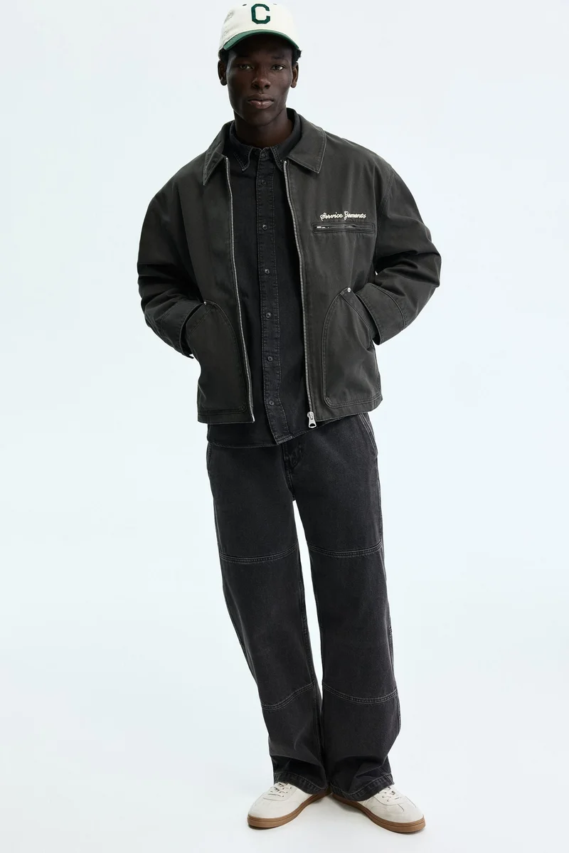 اتش اند ام قميص من الدنيم بقصة فضفاضة