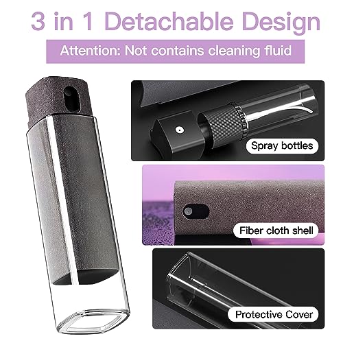 ZERNBER 2 Pcs Screen Cleaner Kit, 3-in-1 Touchscreen Mist Cleaner Spray Bottle Tool & Microfiber Cloth for Phone/Laptop/Tablet/TV/Monitor/Car Screens(Grey) - Image 3