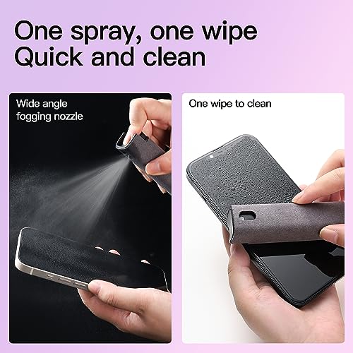 ZERNBER 2 Pcs Screen Cleaner Kit, 3-in-1 Touchscreen Mist Cleaner Spray Bottle Tool & Microfiber Cloth for Phone/Laptop/Tablet/TV/Monitor/Car Screens(Grey) - Image 4