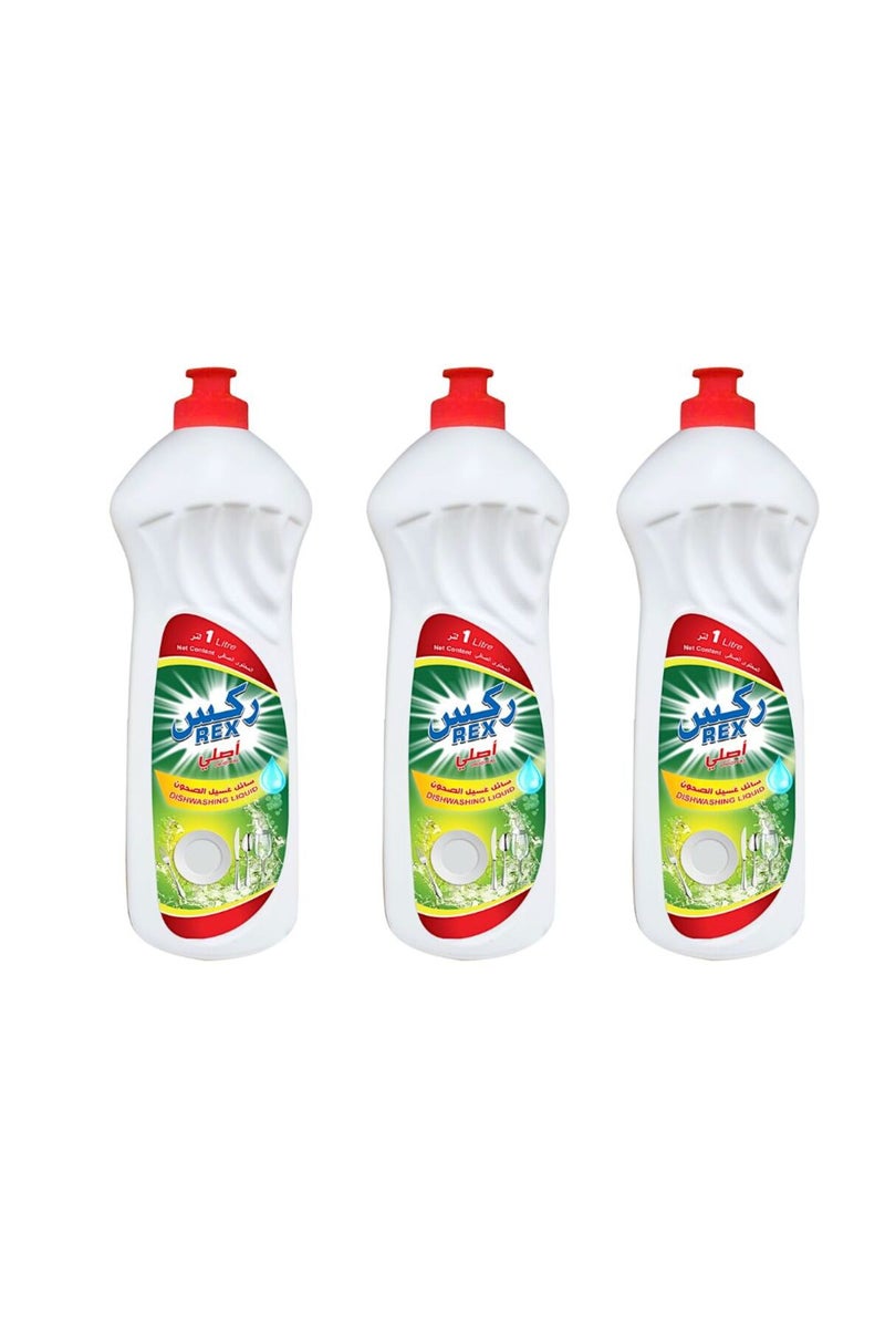 REX Dishwashing Liquid Regular, 3x1 l