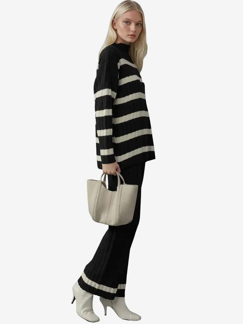MY FASHION MY FASHION Striped Sweater & Pants Knitwear Co-ord Set