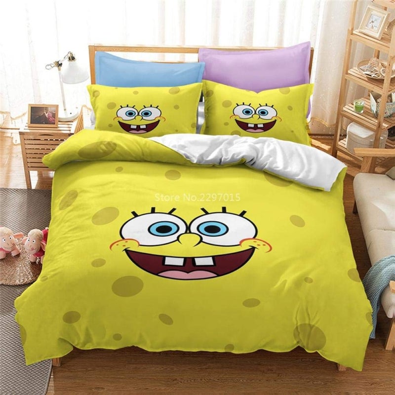 Duvet Cover Bedding Set Easy Care Microfiber Duvet Set Single 135X200 Cmyellow Cartoon Emoticon 3 Pcs Quilt Cover Set With Zipper Closure With 2 Pillowcases Soft For Kids Adults