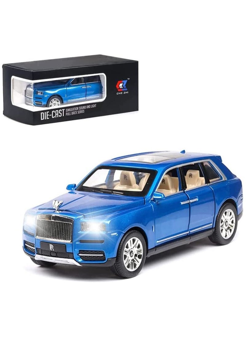 Swift 1:24 Rolls-Royce Cullinan Diecast Model Car, Zinc Alloy Pull Back Ty car with Sound and Light for Kids Boy Girl Gift, Blue  - Image 1