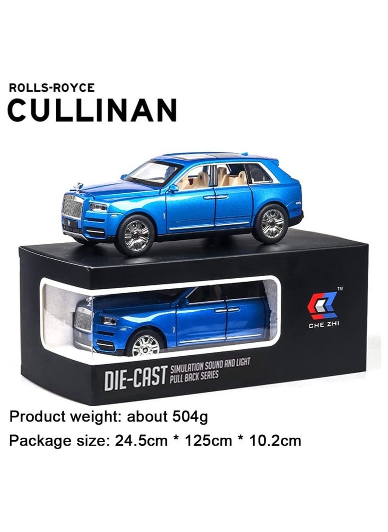 Swift 1:24 Rolls-Royce Cullinan Diecast Model Car, Zinc Alloy Pull Back Ty car with Sound and Light for Kids Boy Girl Gift, Blue  - Image 2