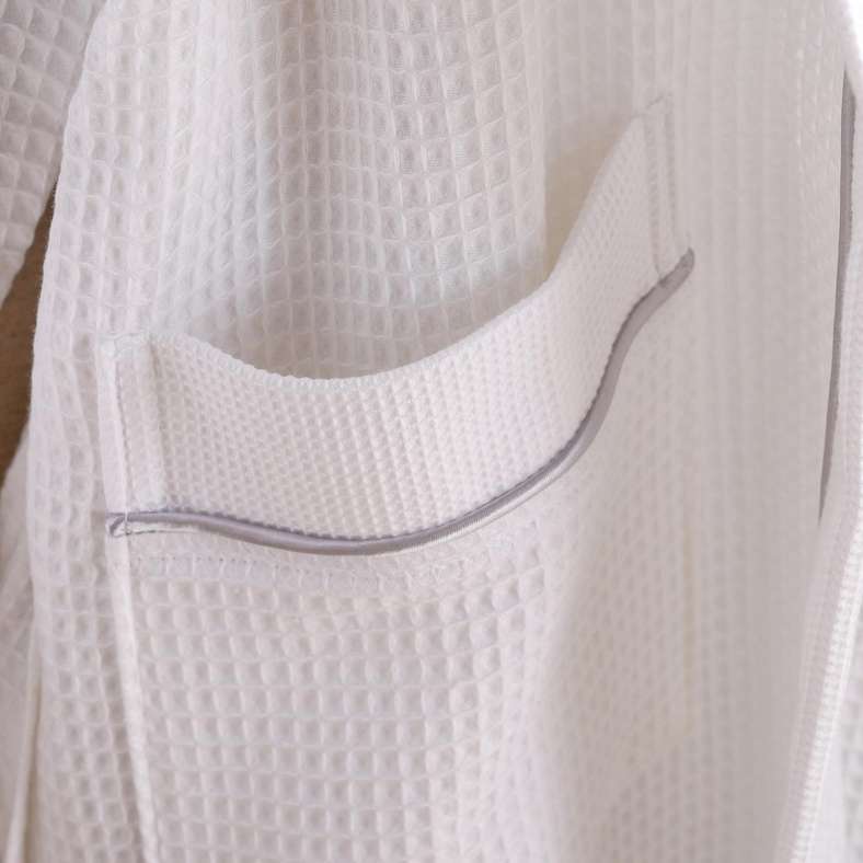 Pan Home Hooded Waffle Bathrobe for Women - White - Image 3