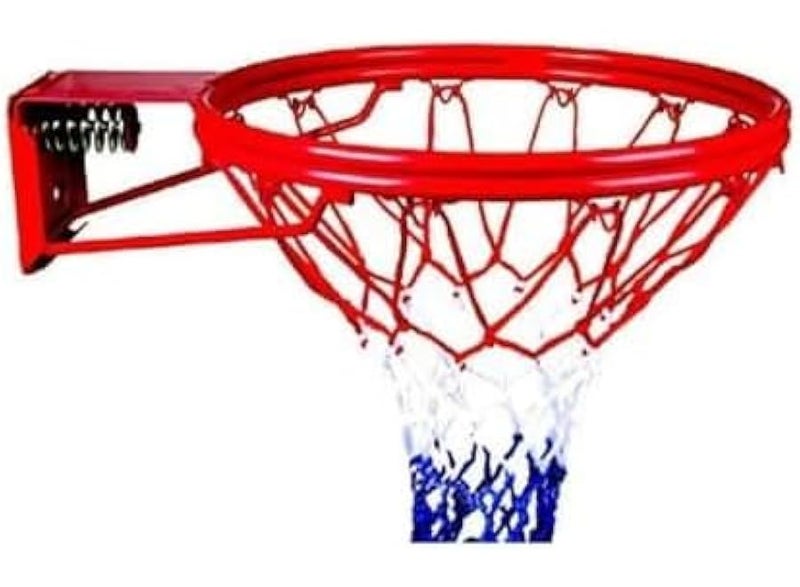 Double-ring basketball hoop, 45 cm diameter, multi-colored, made of polyethylene, for indoor/outdoor use, double-ring design, wall-mounted - Image 1