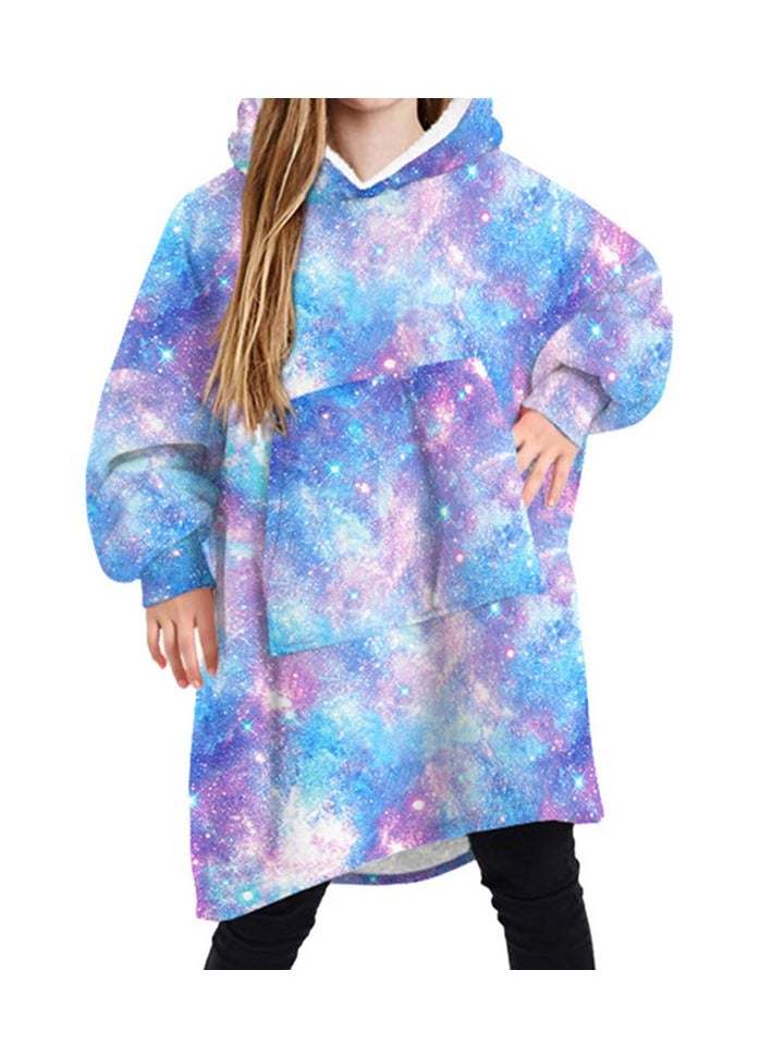 Loquat 2024 Blanket Children's Solid Color Hoodie Warm Casual Jacket TV Blanket 