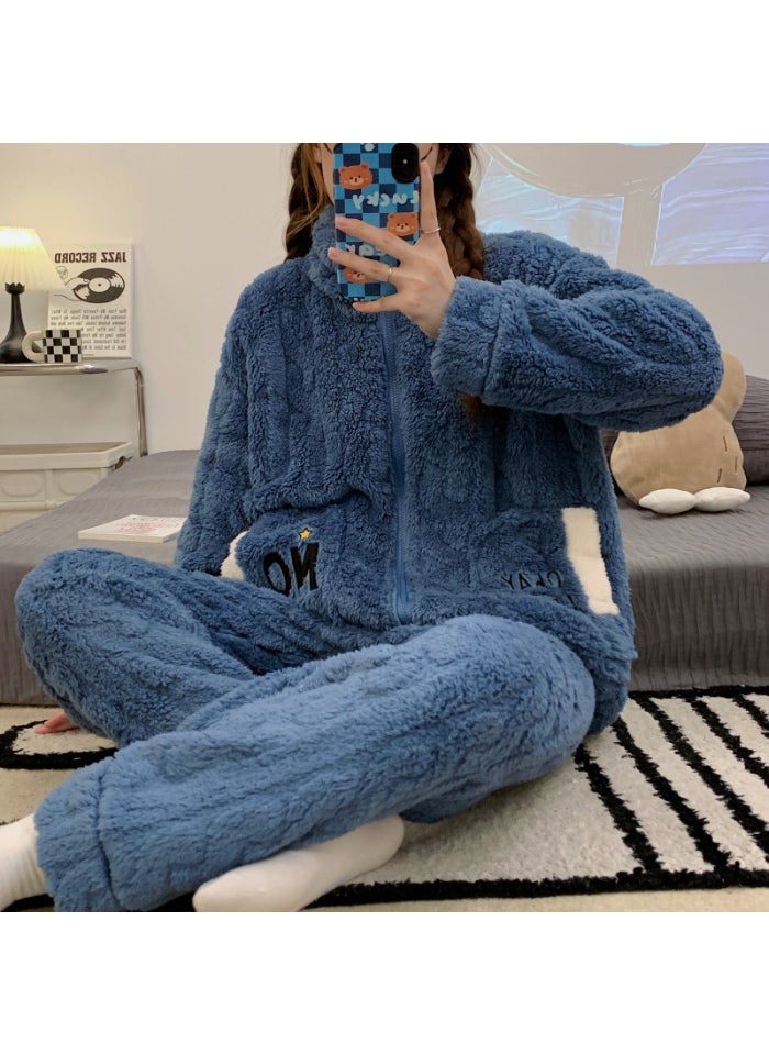Generic - Winter Plush Zip-Up Loungewear Set Pure White - Image 1