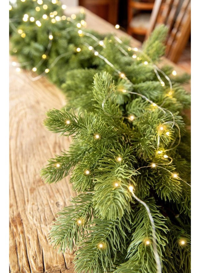 Partyjoy 6FT Christmas Garland Pine Garland with 9.8FT LED Lights String, Greenery Plant for Christmas Decorations Table Mantle Background Wall Room Outdoor Indoor Winter Decoration - Image 5