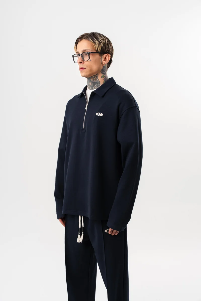 RESPIRE Men's Modal Half-Zip Sweatshirt Navy Blue