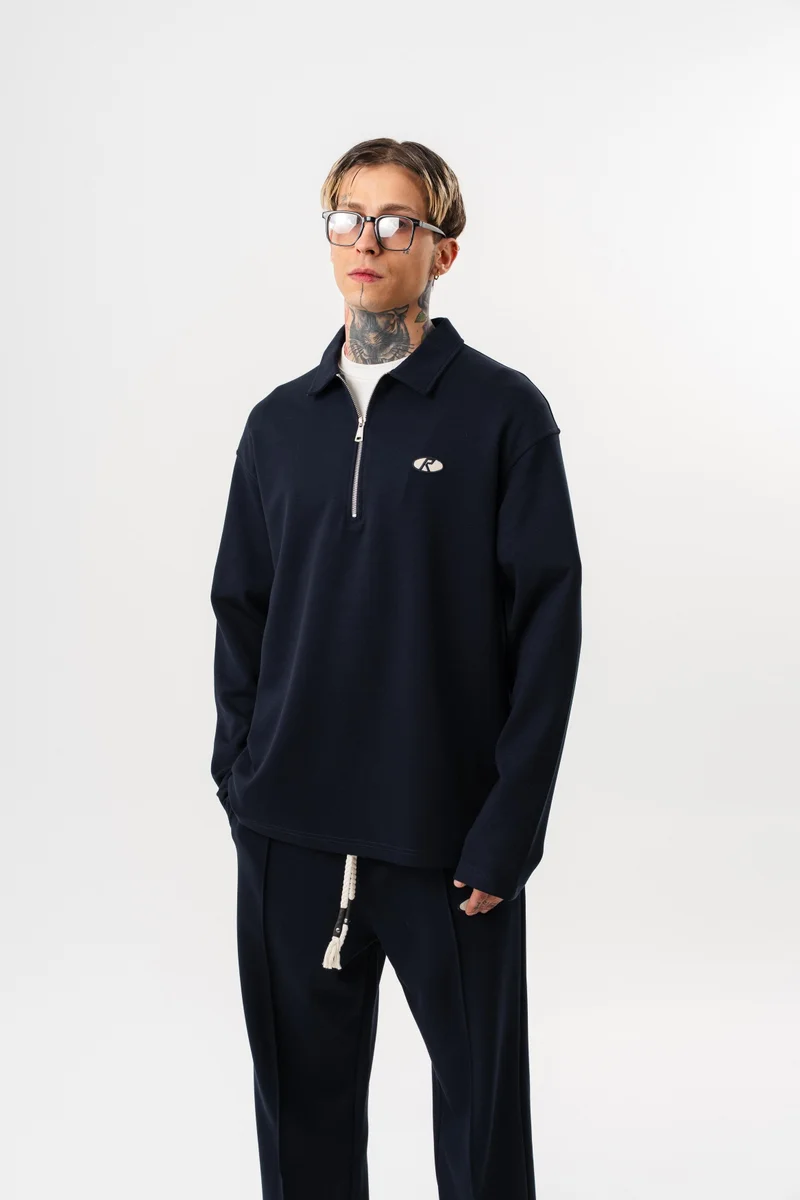 RESPIRE Men's Modal Half-Zip Sweatshirt Navy Blue