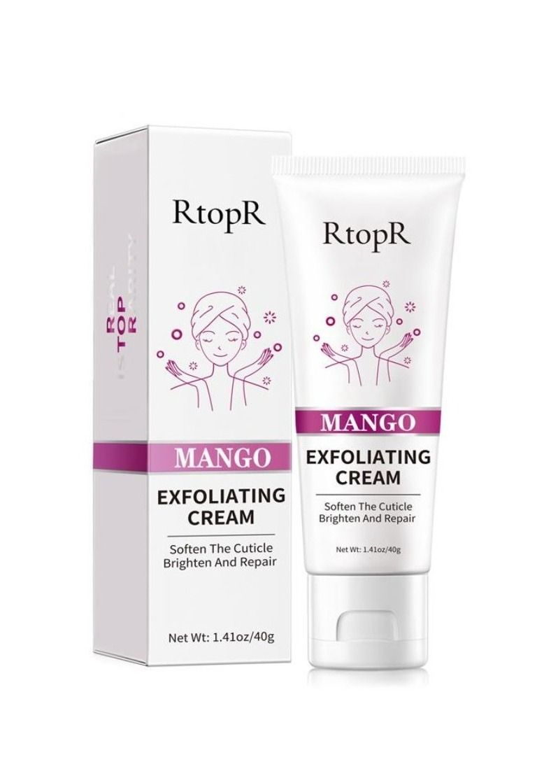 RtopR كريم تقشير (مانجو) 40 جرام لتنعيم البشرة وتفتيحها وإصلاحها كريم مزيج المانجو والأفوكادو والقطيفة كريم للعناية بالبشرة في 3 خطوات تقشير إنزيمي لجميع أنواع البشرة للنساء - Image 1