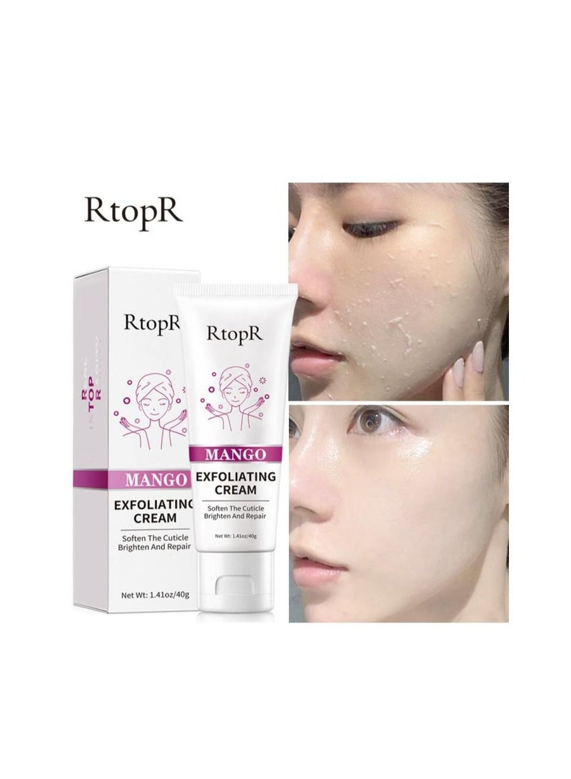 RtopR كريم تقشير (مانجو) 40 جرام لتنعيم البشرة وتفتيحها وإصلاحها كريم مزيج المانجو والأفوكادو والقطيفة كريم للعناية بالبشرة في 3 خطوات تقشير إنزيمي لجميع أنواع البشرة للنساء - Image 3