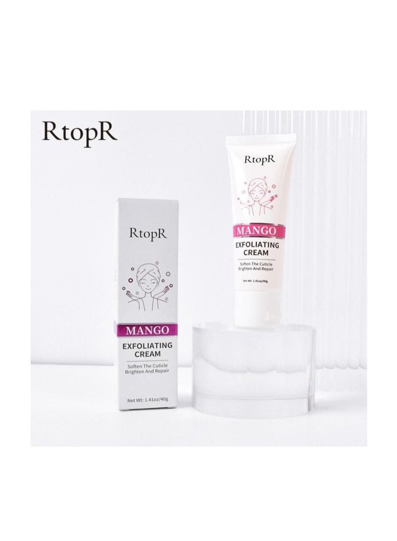 RtopR كريم تقشير (مانجو) 40 جرام لتنعيم البشرة وتفتيحها وإصلاحها كريم مزيج المانجو والأفوكادو والقطيفة كريم للعناية بالبشرة في 3 خطوات تقشير إنزيمي لجميع أنواع البشرة للنساء - Image 2