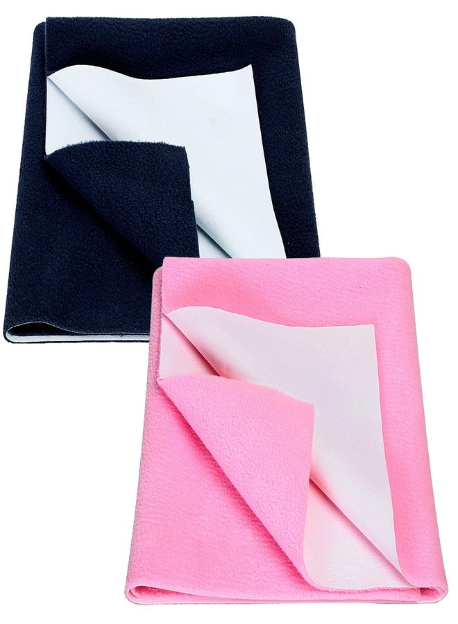 Toddylon Extra Absorbent Baby Dry Sheet | Quick Dry Sheet for New Born Baby Bed Protector, Soft & Breathable Sheet for Baby Bed (Pack of 2) (Pink & Navy, Medium - 100 x 70cm)