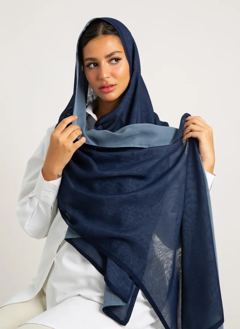 Kaafmeem Blue & Navy Double Side Voile Tarha