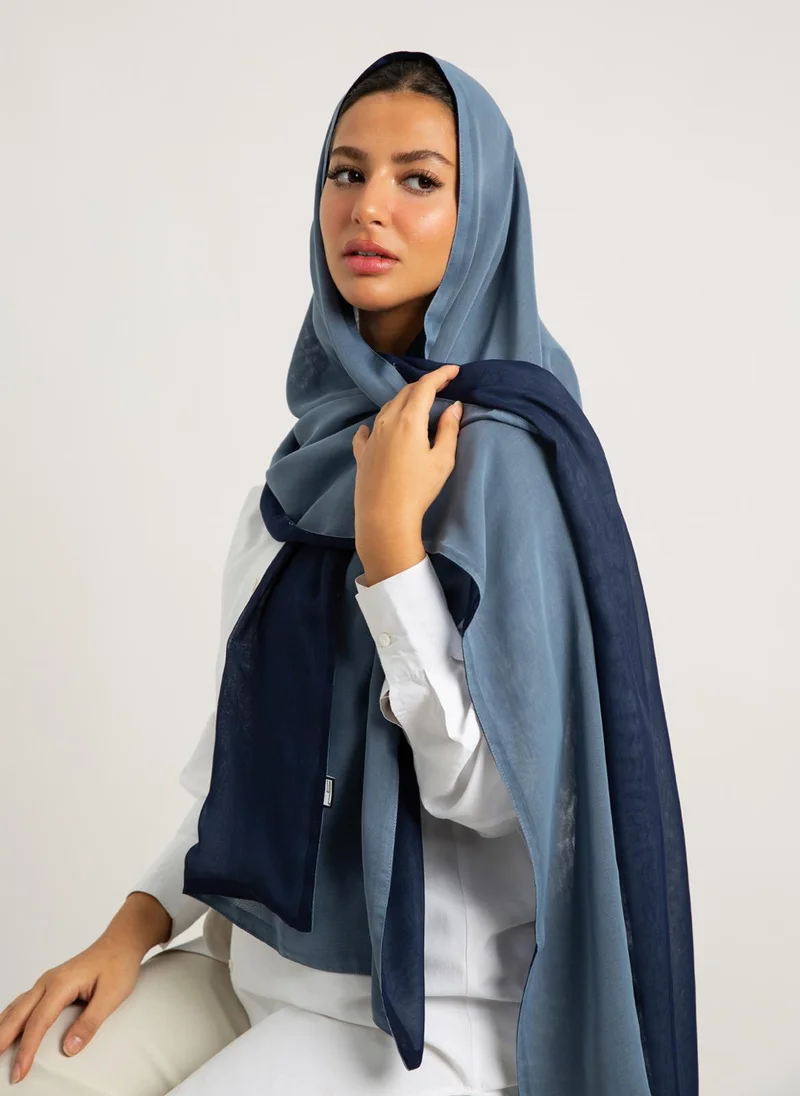Kaafmeem Blue & Navy Double Side Voile Tarha