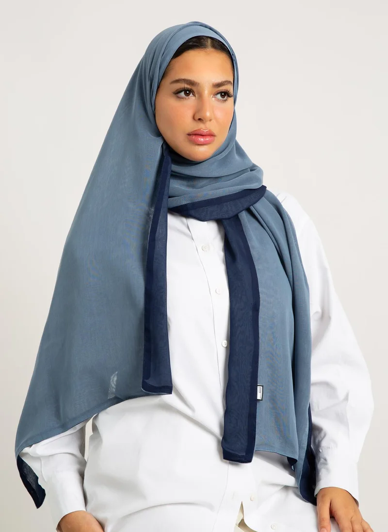 Kaafmeem Blue & Navy Double Side Voile Tarha