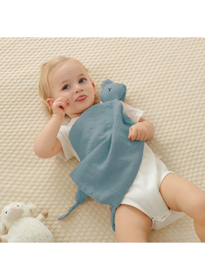 انسولار بطانية أرنب معزولة للأولاد والبنات، بطانية أمان من القطن العضوي للأطفال، منشفة ناعمة وجيدة التهوية ومهدئة لحديثي الولادة والرضع، طقم من قطعتين (أزرق ورمادي) - Image 3