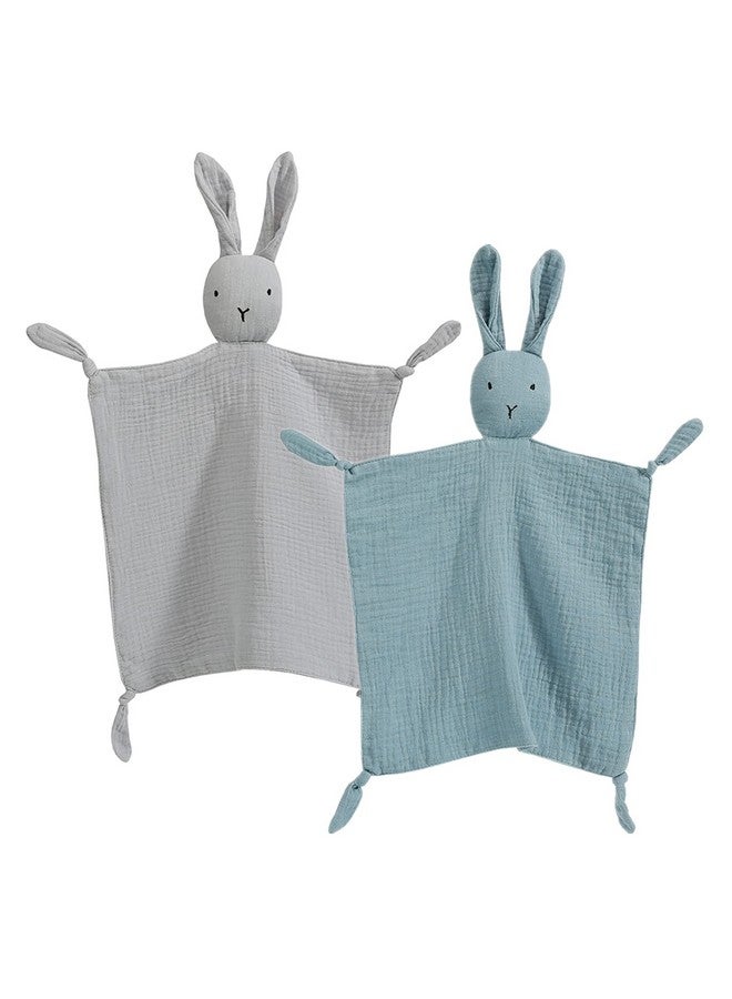انسولار بطانية أرنب معزولة للأولاد والبنات، بطانية أمان من القطن العضوي للأطفال، منشفة ناعمة وجيدة التهوية ومهدئة لحديثي الولادة والرضع، طقم من قطعتين (أزرق ورمادي) - Image 1