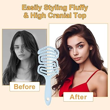 DUAIU فرشاة شعر ديو آي يو للنساء والرجال مع شعيرات مرنة فائقة النعومة ومشط للجسم - Image 4