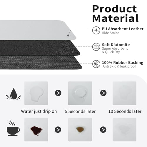 HotLive Coffee Mat - Absorbent Hide Stain Rubber Backed Dish Drying Mat for Kitchen Counter - Bar Mats for Countertops Accessories Fit Under Coffee Maker Espresso Machine - Image 2