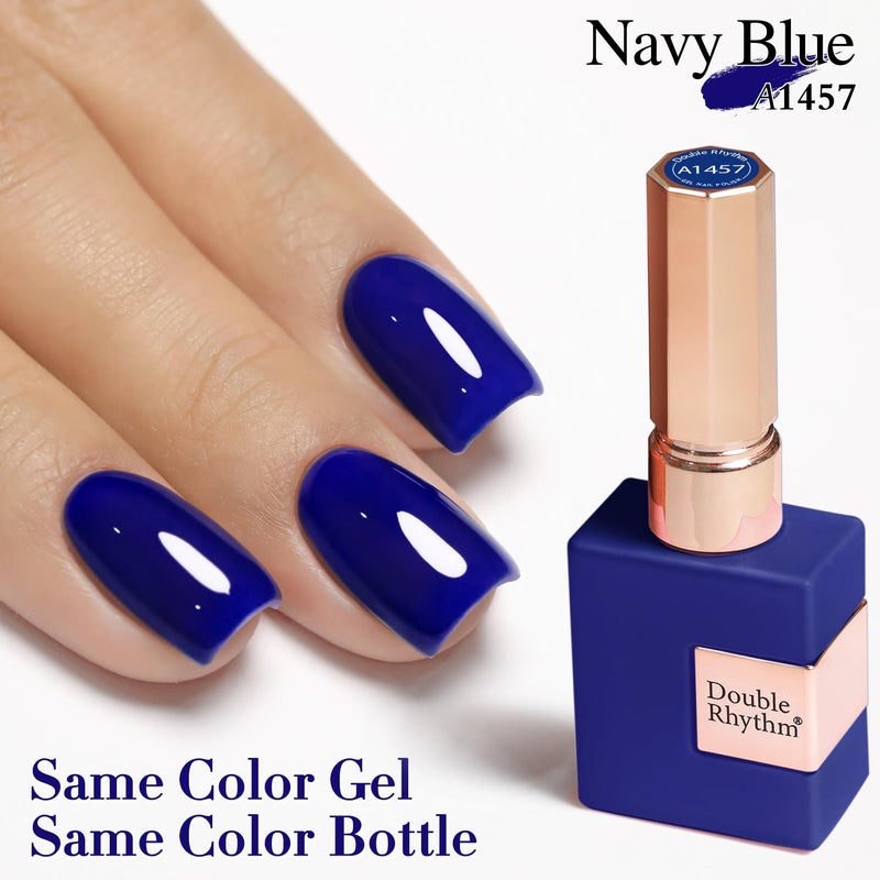 Double Rhythm 15 ML Gel Polish Pure Sheer Same Color Same Bottle Soak Off Gel Polish Art Manicure Salon DIY at Home for Women (Deep Navy Blue-A1457) - Image 5