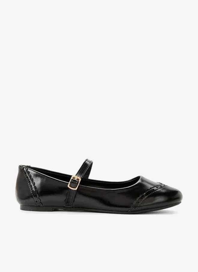 Flora Bella By Shoexpress BLACK Women Buckle Ballerina for Women | Best Price UAE