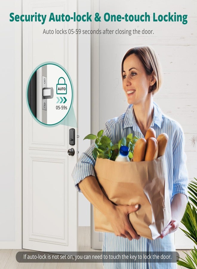 AkaGear Keyless Entry Door Lock with Door Knob Handle, Fingerprint Door Locks, Electronic Smart Deadbolt, Keypad Door Lock with Code, Smart Locks for Front Doors, Auto-Lock & One Touch Locking - Image 5