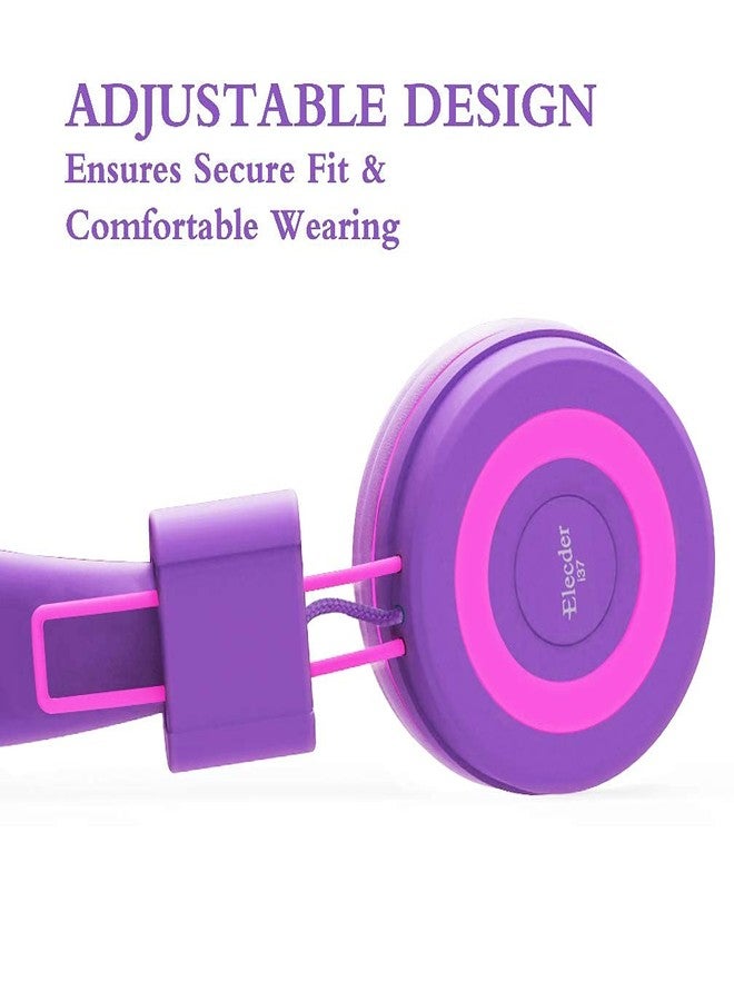 ELECDER i37 Kids Headphones for School Travel, On Ear Headphones Wired with Foldable Corded Stereo Sound 3.5mm Headset for Kid Children Teens Boys Girls Smartphones Computer Kindle Tablet, Purple - Image 5