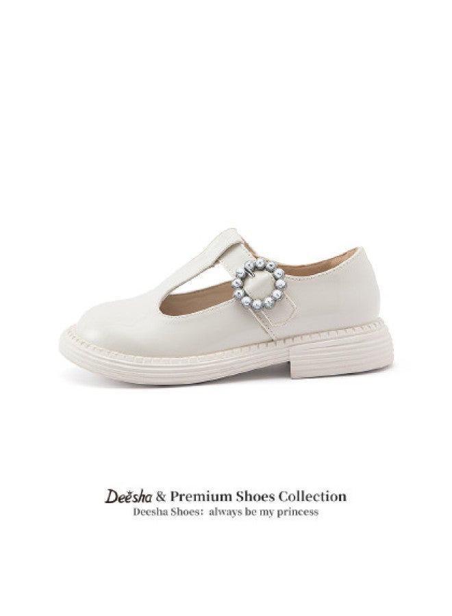 DEESHA Velcro Diamond Buckle】girls' Leather Shoes, Autumn 2025, Children's Fashion Student Performance Shoes, Single Shoes - Image 1