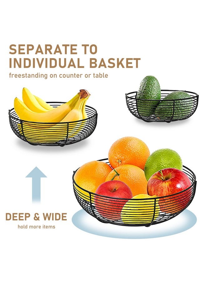 CAXXA 3-Tier Hanging Basket Fruit Organizer Kitchen Heavy Duty Wire, Black - Image 3