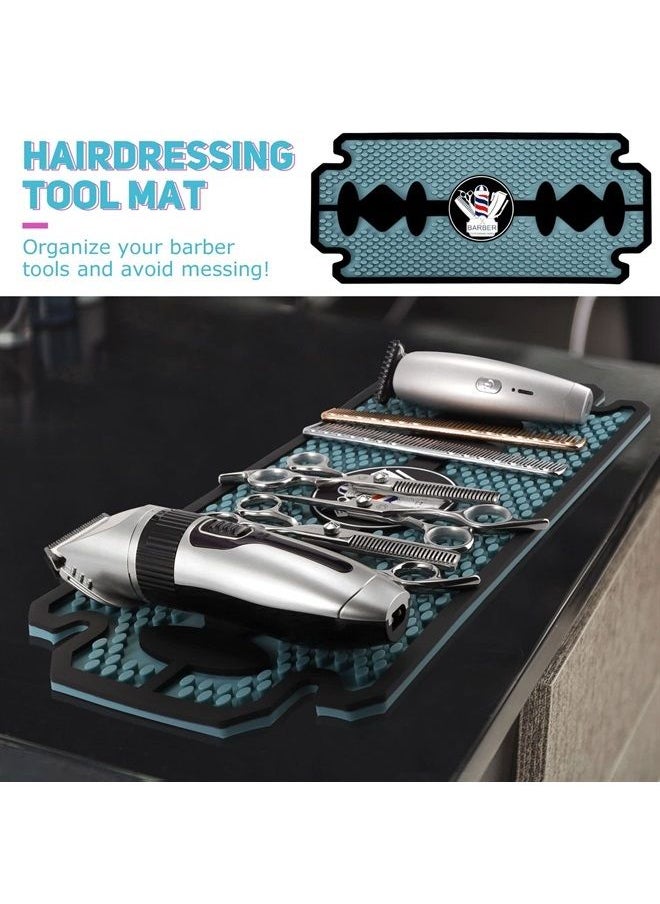 Noverlife Rubber Barber Station Mat, Heat Resistant Anti Slip Hair Salon Service Mat, Double Edge Countertop Protector Pad for Hair Styling Tools, Professional Flexible Mat for Clippers Salon Tools  - Image 1