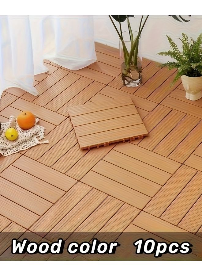 10 قطع من بلاط الأرضيات البلاستيكية المتشابك باللون الرمادي الدايك، متين للاستخدام في الخارج للباحات والحدائق والشرفات - Image 3