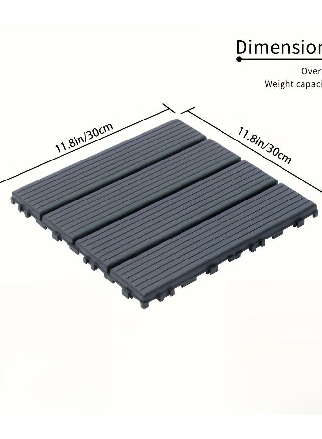 10 قطع من بلاط الأرضيات البلاستيكية المتشابك باللون الرمادي الدايك، متين للاستخدام في الخارج للباحات والحدائق والشرفات - Image 4